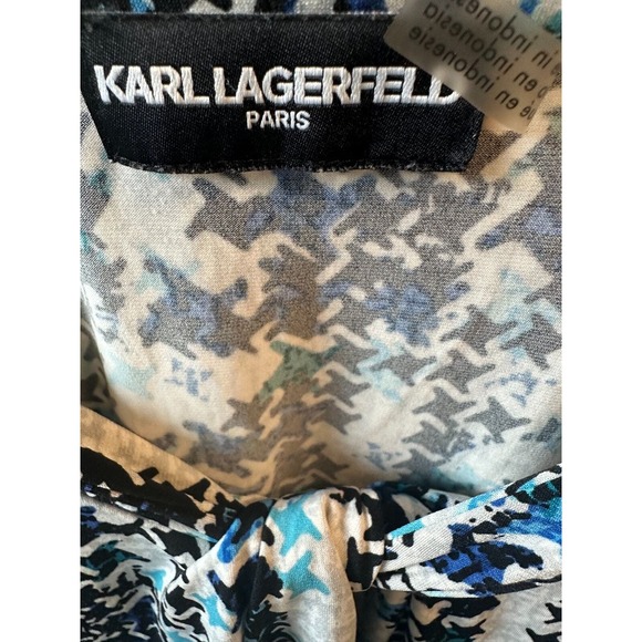 KARL LAGERFELD Jersey Sleeveless Multicolor Geometric Print SZ M - Picture 4 of 4
